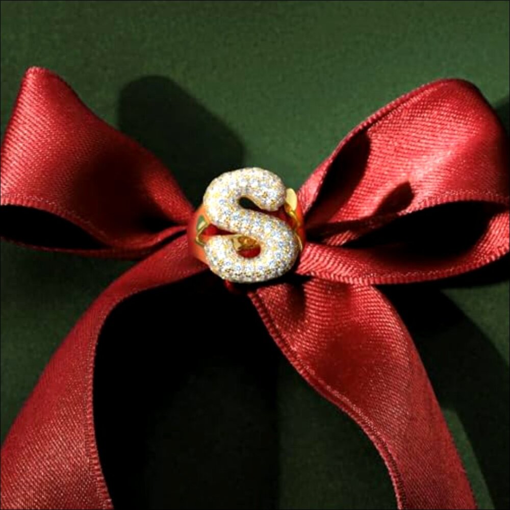 14k Gold Plated Adjustable Statement Ring With Pa… - image 5